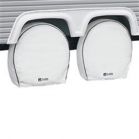 Classic Accessories Tire Cover White PVC With Laminated Knit Polyester Backing Pack Of 4 - 8222162302