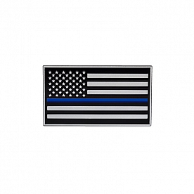 Pilot Automotive Emblem - Thin Blue Line Flag With Blue Stripe Aluminum - TT-3819