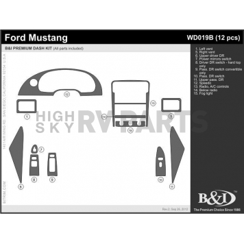 B & I Fender Dash Panel Trim WD019BSDB