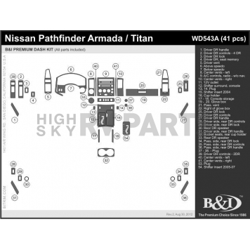 B & I Fender Dash Panel Trim WD543ADCF-1