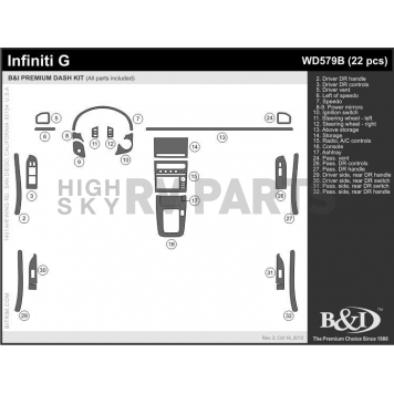 B & I Fender Dash Panel Trim WD579BSDB-1