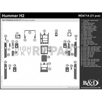 B & I Fender Dash Panel Trim WD471ASDB