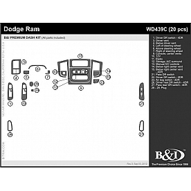 B & I Fender Dash Panel Trim WD439CRBA