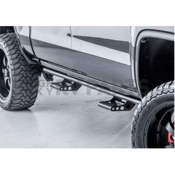 N-Fab Rocker Panel Guard - Black Round Tube Powder Coated Steel Single - C194RKRCC-1
