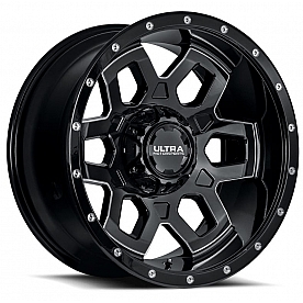 Ultra Wheel Warlock 217 - 20 x 10 Black With Milled Accents - 217-2135BM25