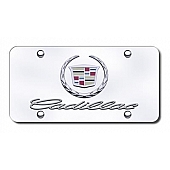 Automotive Gold License Plate - Cadillac Name/New Logo Stainless Steel - DCAD2CB
