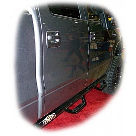 N-Fab Nerf Bar - Truck Wheel to Wheel Black Matte Textured Powder Coated Steel Round - F09107CC-TX