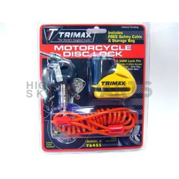 Trimax Locks Motorcycle Lock Black And Yellow Disc Rotor - T645S