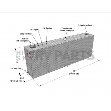 RDS Tanks Liquid Transfer Tank Aluminum Rectangular 45 Gallon - 71083PC-1