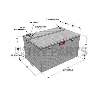 RDS Tanks Liquid Transfer Tank Aluminum L-Shape 95 Gallon - 72367PC-2