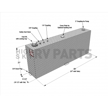 RDS Tanks Liquid Transfer Tank Aluminum Rectangular 45 Gallon - 72545-1
