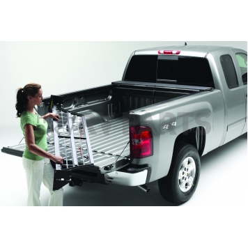 Roll-N-Lock Bed Cargo Divider Flip-Up Aluminum Black - CM572-4