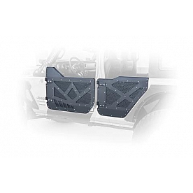 DV8 Door - Solid And Perforated Lower Textured Powder Coated Black And Silver Aluminum Set Of 4 - HDJL-01