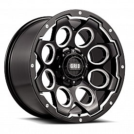 Grid Wheel GD08 - 20 x 10 Black With Natural Accents - GD0820100237M206