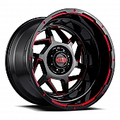 Grid Wheel GD14 - 20 x 10 Black With Red Accents - GD1420100237E208