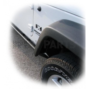 N-Fab Rocker Panel Guard - Black Round Tube Textured Powder Coated Steel Single - J072RKR