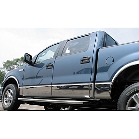 B & I Fender Rocker Panel Molding - Chrome Plated Stainless Steel Silver Set of 12 - 20085