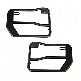Rugged Door - Tubular Lower Half Powder Coated Textured Black Steel Set Of 2 - 11509.15