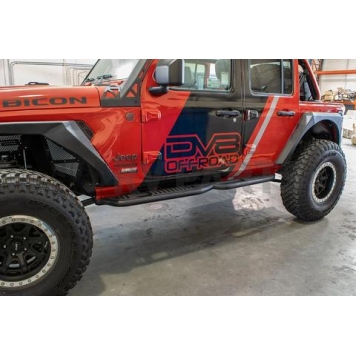 DV8 Offroad Rocker Panel Guard - Black Round Tube Powder Coated Steel Set Of 2 - SRJL-02-3