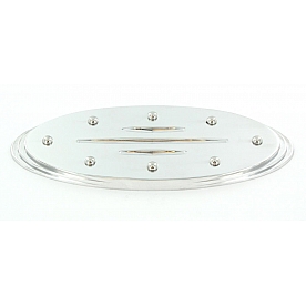 All Sales Emblem - Ford Oval Step Style Ball Milled With Rivets Silver Aluminum - 52506