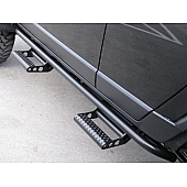 N-Fab Rocker Panel Guard - Black Round Tube Textured Powder Coated Steel Single - D104RKRCCS