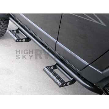 N-Fab Rocker Panel Guard - Black Round Tube Textured Powder Coated Steel Single - D104RKRCCS