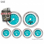 Aurora Instuments Gauge Face Overlay - Fiber Aqua Daytime Color/ White Letter Color - 1230