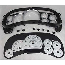 US Speedo Gauge Face Overlay - Silver Daytime Color/ Black Letter Color - PLK0642