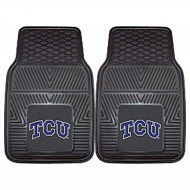 Fan Mat Floor Mat - Universal Fit Black Vinyl Set of 2 - 13006