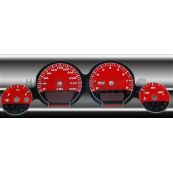 US Speedo Gauge Face Overlay - Red Daytime Color/ White Letter Color - MAG075