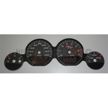 US Speedo Gauge Face Overlay - Black Daytime Color/ White Letter Color - MAG081