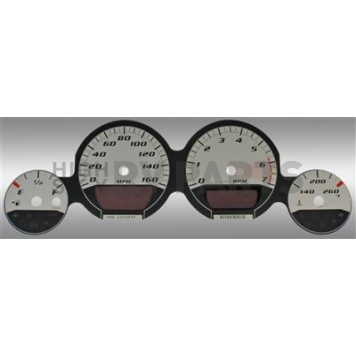 US Speedo Gauge Face Overlay - Silver Daytime Color/ Black Letter Color - MAG082