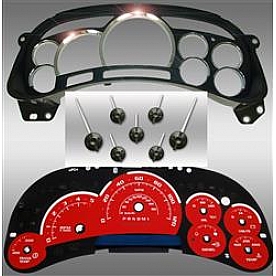 US Speedo Gauge Face Overlay - Red Daytime Color/ White Letter Color - PLK0645D