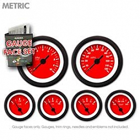 Aurora Instuments Gauge Face Overlay - Fiber Red Daytime Color/ White Letter Color - 8385