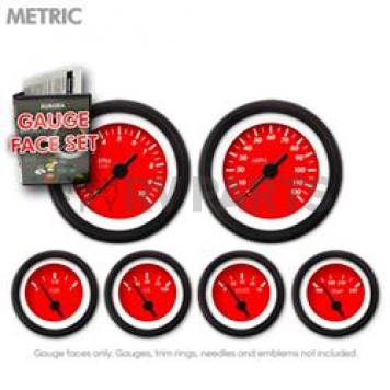Aurora Instuments Gauge Face Overlay - Fiber Red Daytime Color/ White Letter Color - 8385