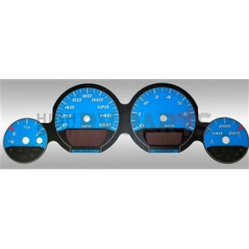 US Speedo Gauge Face Overlay - Blue Daytime Color/ White Letter Color - MAG084