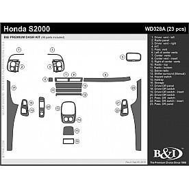 B & I Fender Dash Panel Trim WD328ASNB