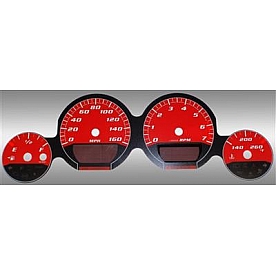 US Speedo Gauge Face Overlay - Red Daytime Color/ White Letter Color - MAG085