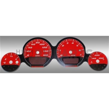 US Speedo Gauge Face Overlay - Red Daytime Color/ White Letter Color - MAG085