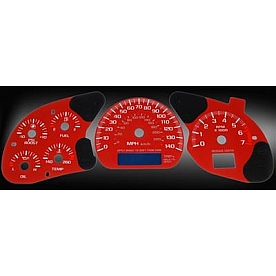 US Speedo Gauge Face Overlay - Red Daytime Color/ White Letter Color - MON035