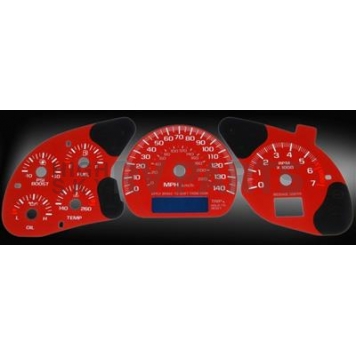 US Speedo Gauge Face Overlay - Red Daytime Color/ White Letter Color - MON035