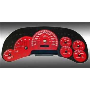 US Speedo Gauge Face Overlay - Red Daytime Color/ White Letter Color - SS1200545D