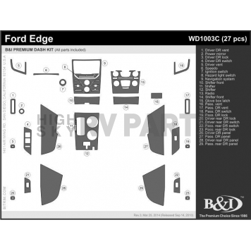 B & I Fender Dash Panel Trim WD1003CSA2-1