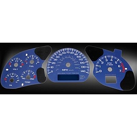 US Speedo Gauge Face Overlay - Blue Daytime Color/ White Letter Color - MON044