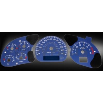 US Speedo Gauge Face Overlay - Blue Daytime Color/ White Letter Color - MON044