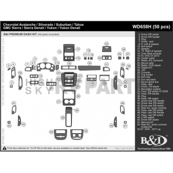 B & I Fender Dash Panel Trim WD658HDRW-1