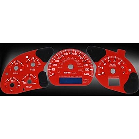 US Speedo Gauge Face Overlay - Red Daytime Color/ White Letter Color - MON045