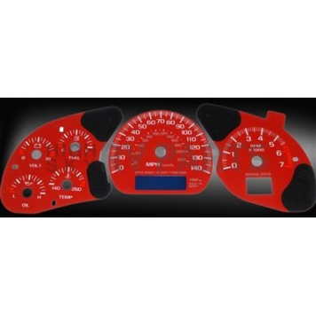 US Speedo Gauge Face Overlay - Red Daytime Color/ White Letter Color - MON045