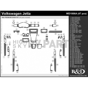 B & I Fender Dash Panel Trim WD1006ASDB-1