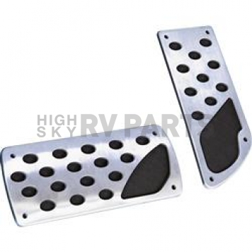 Pilot Automotive Accelerator and Brake Pedal Pad Set - Aluminum Silver Pad With Black Inserts - PM2344SS3